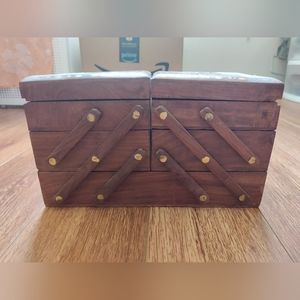 Brown wood with bronze accent Chinese Jewelry Box